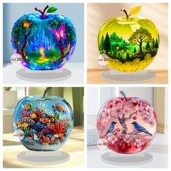 crystal apple figurine paperweight - elegant apple paperweight glass apple decor for desk and home