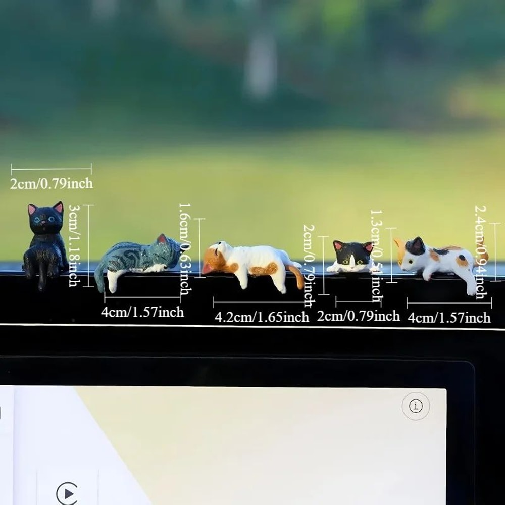 Kawaii Cat Monitor Edge Figurines Cute Desk Companion Set For Cozy Workspaces 1