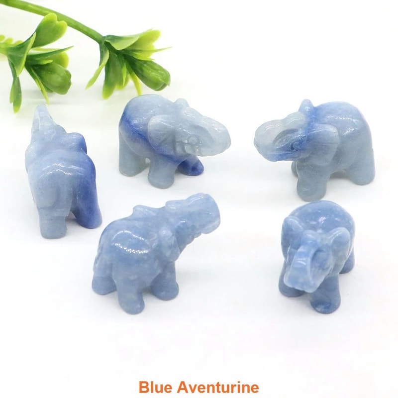 Lucky Amethyst Crystal Elephant Figurine Mini HandCarved Healing Stone Decor 1