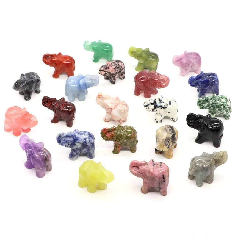 Lucky Amethyst Crystal Elephant Figurine Mini HandCarved Healing Stone Decor 4