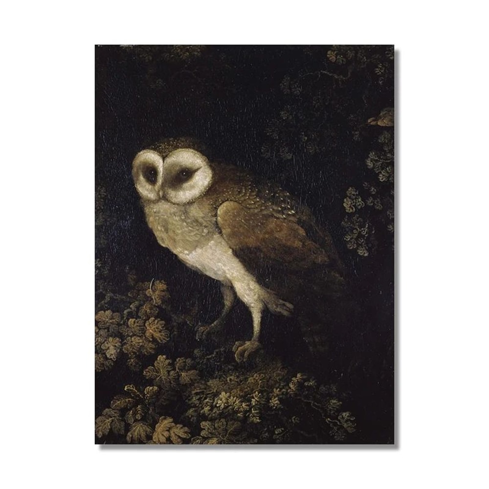 Vintage Owl Canvas Print Dark Academia Cottagecore Wall Art With Butterflies 7