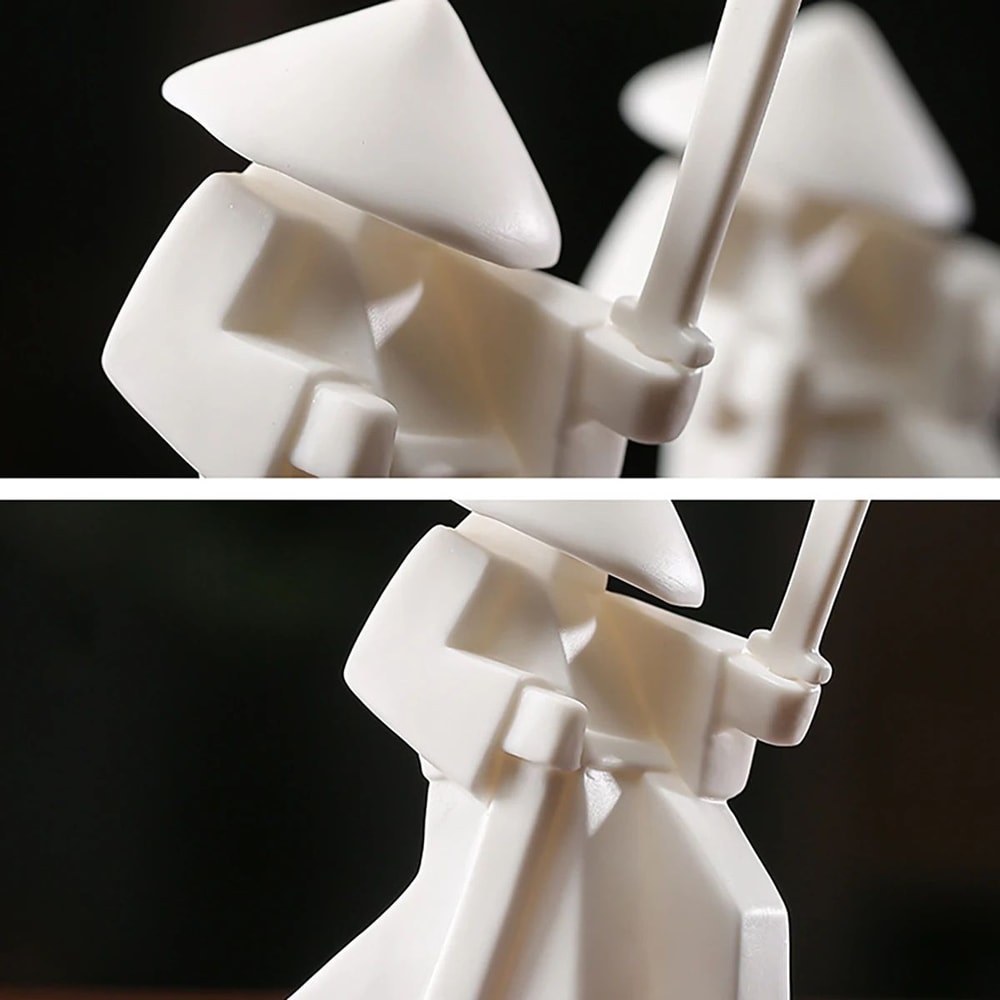 Zen Warrior Ceramic Samurai Figurine Minimalist Blanc De Chine Decor 4
