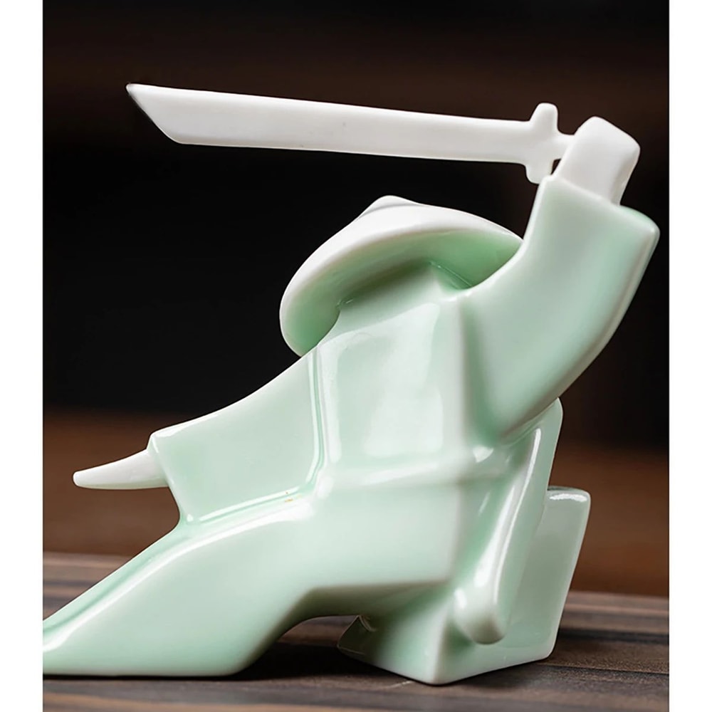 Zen Warrior Ceramic Samurai Figurine Minimalist Blanc De Chine Decor 5