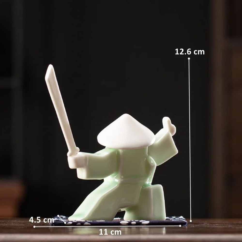 Zen Warrior Ceramic Samurai Figurine Minimalist Blanc De Chine Decor 9