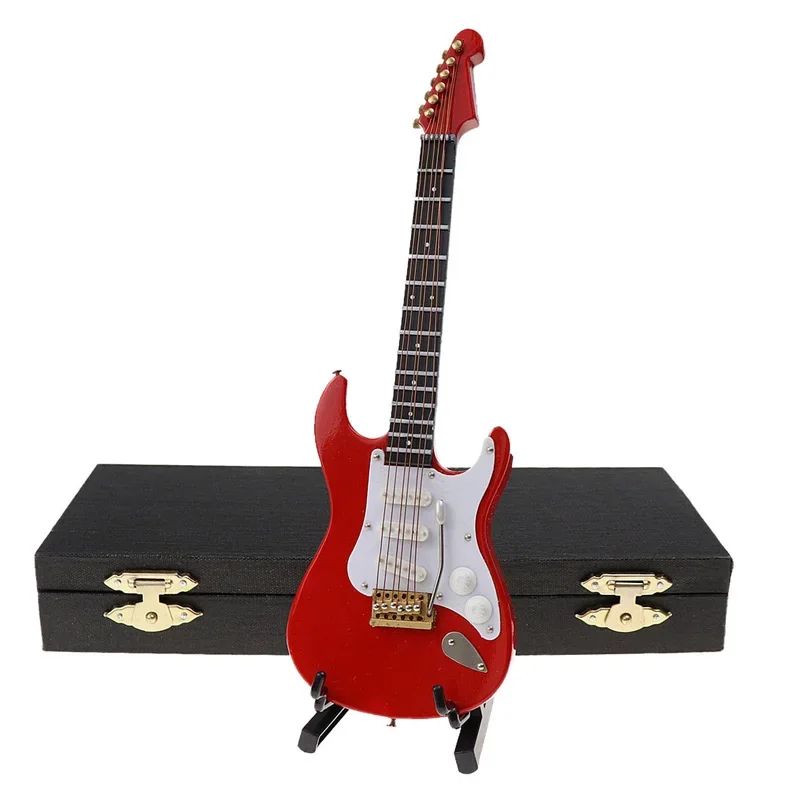 Miniature Electric Guitar With Stand Wooden Guitar Decor Gift 2