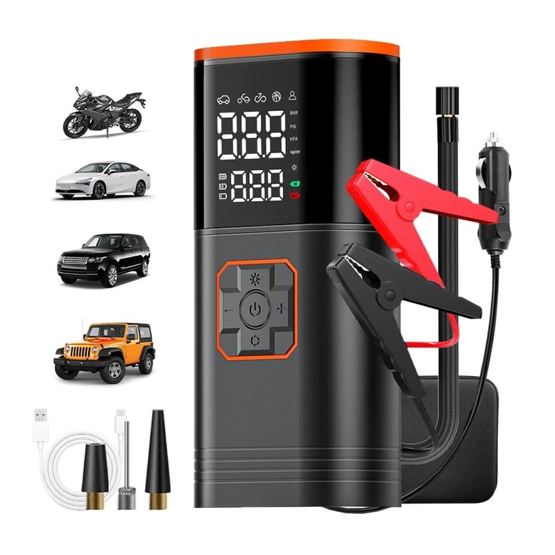 Portable Tire Inflator Pump With Digital Pressure Gauge For Cars Bikes And Emergencies 0