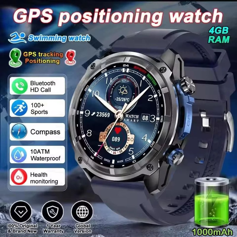 Rugged GPS Smartwatch With Offline Maps 4GB Storage Military Sports Tracker 8