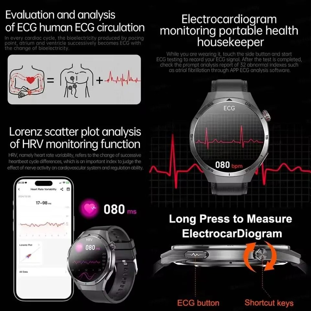 Smart Health ECG Smartwatch With Blood Pressure Monitor NFC Calling 4