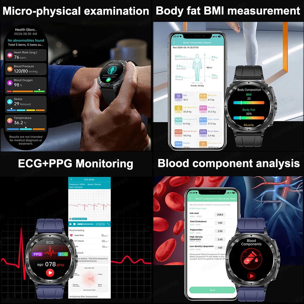 Smart Health ECG Watch With Blood Pressure Body Analysis Tracking 2