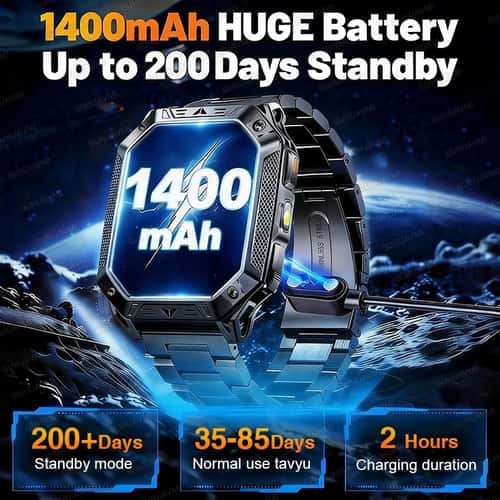 Rugged GPS Smartwatch with AMOLED Display & 10ATM Waterproof – Military Smartwatch for Men