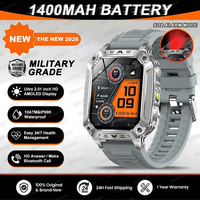 Rugged GPS Smartwatch With AMOLED Display 10ATM Waterproof Military Smartwatch For Men 7