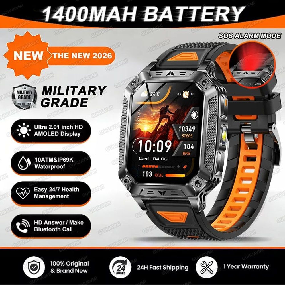 Rugged GPS Smartwatch With AMOLED Display 10ATM Waterproof Military Smartwatch For Men 9