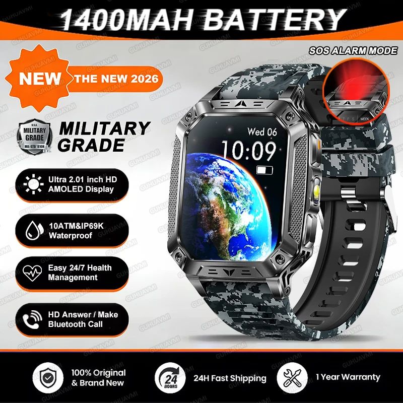 Rugged GPS Smartwatch With AMOLED Display 10ATM Waterproof Military Smartwatch For Men 11