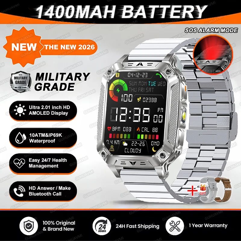 Rugged GPS Smartwatch With AMOLED Display 10ATM Waterproof Military Smartwatch For Men 16