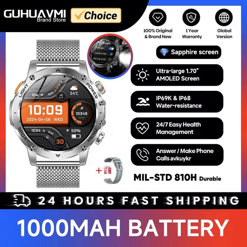 Rugged GPS Smartwatch With AMOLED Display Bluetooth Calling 7