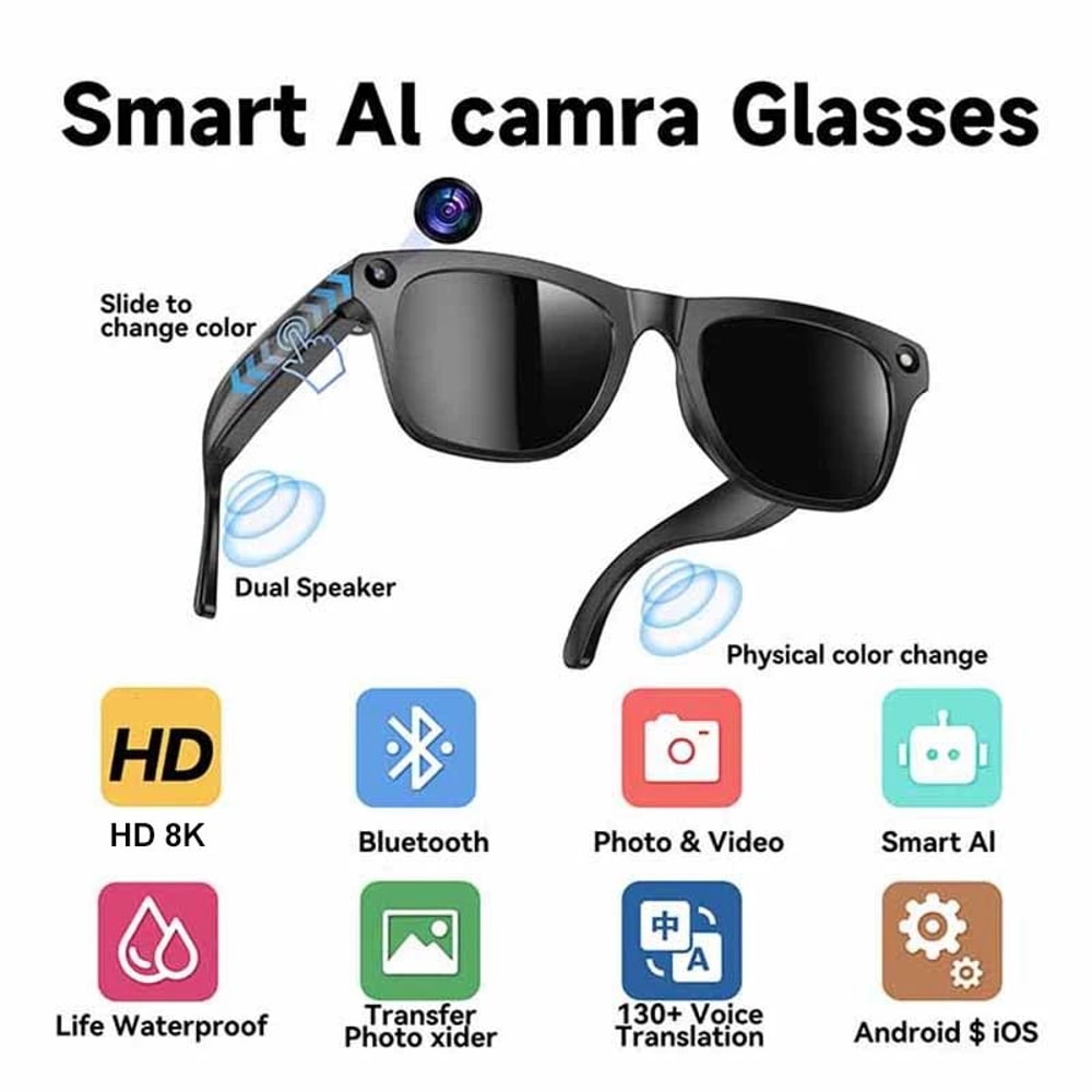 Smart Camera Glasses With HD Video Bluetooth Calls AI Translation 9