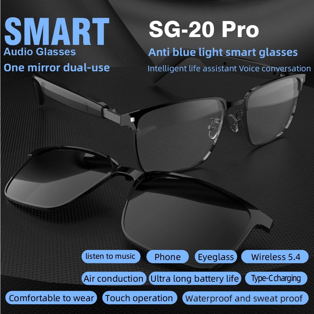 SG20 Pro Smart Audio Glasses With Bluetooth Speakers Voice Assistant 5
