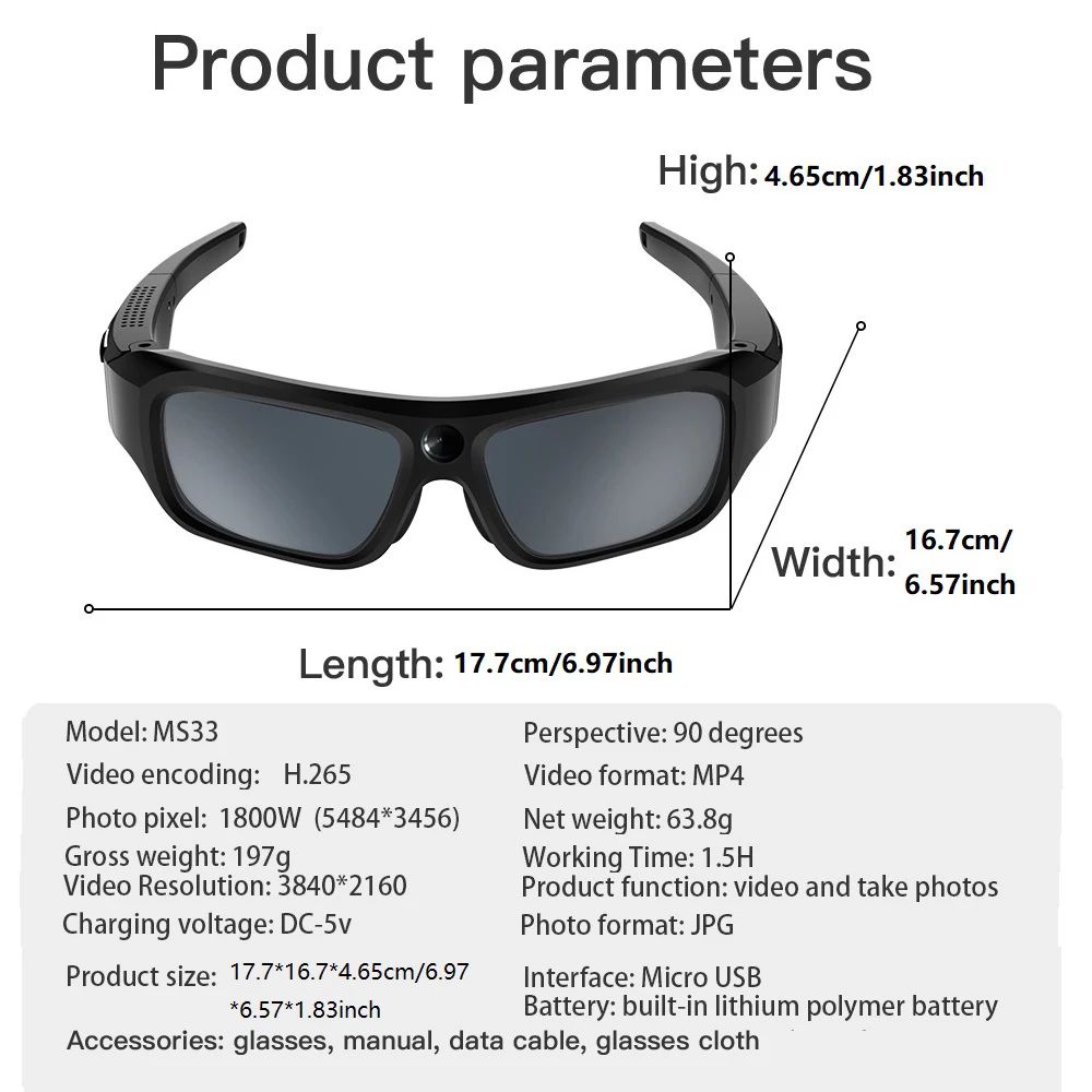 4K Smart Camera Glasses HD Smart Glasses Camera With HandsFree Recording For Driving Outdoor Adve 5