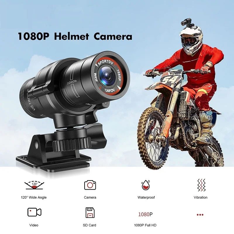 F9 Full HD Helmet Action Camera 1080P Waterproof Bike Motorcycle Recorder 6