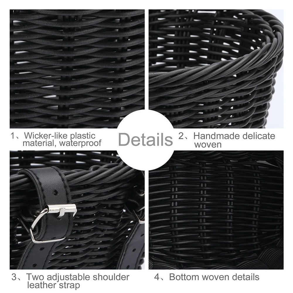 Adjustable Woven Bike Front Basket Durable Handlebar Bicycle Basket For Everyday Storage 5