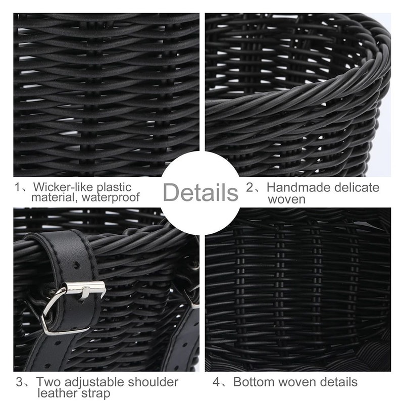 Adjustable Woven Bike Front Basket Durable Handlebar Bicycle Basket For Everyday Storage 5