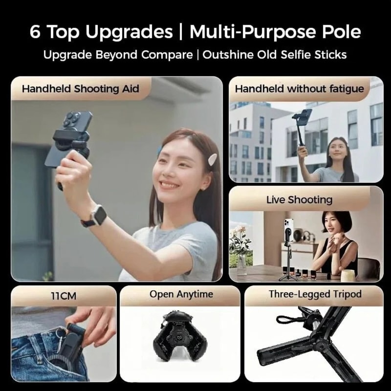 Magnetic 4in1 Selfie Stick Tripod With Bluetooth Remote 360 Phone Holder 1