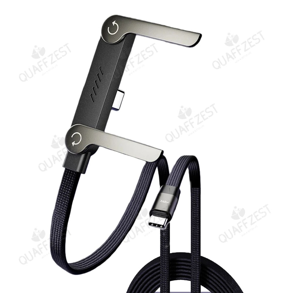 240W Fast Charging Cable With Foldable Phone Holder 2in1 Charging Stand Cable 5