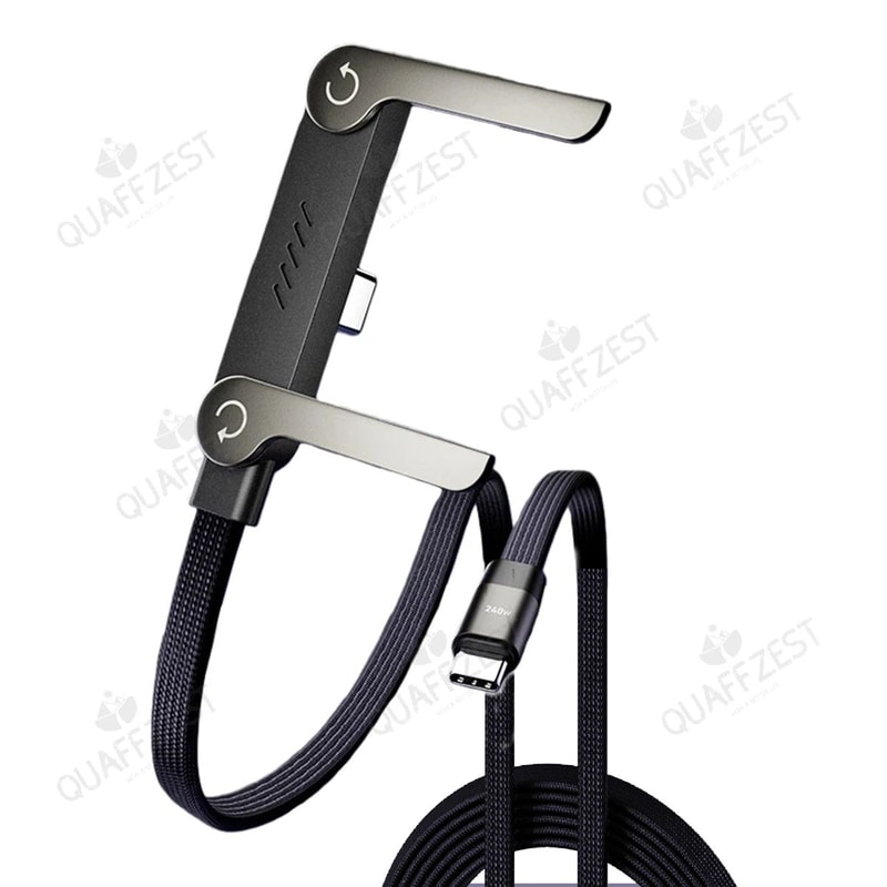 240W Fast Charging Cable With Foldable Phone Holder 2in1 Charging Stand Cable 5