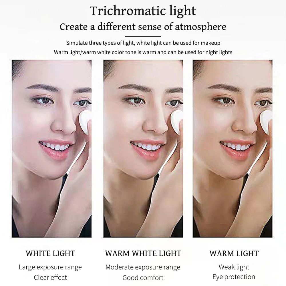 Foldable USB LED Vanity Lights With Tricolor Dimmable Glow 4