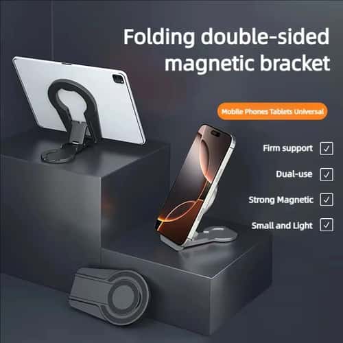 MagSafe Magnetic Phone Grip Stand – Foldable magnetic phone holder with Dual-Sided Grip & Desk Mount