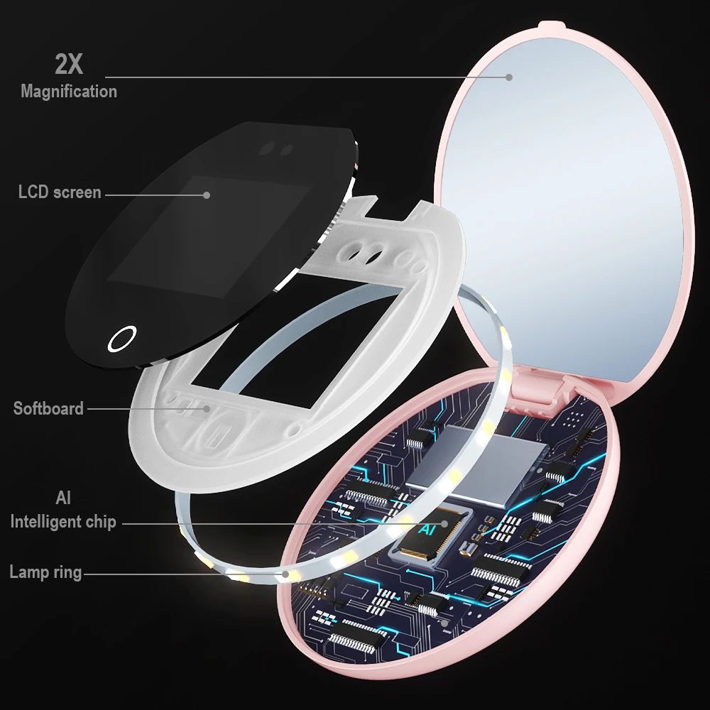 Smart UV Sunscreen Mirror With LED Light Portable Sunscreen Detection Mirror For Flawless Protecti 5