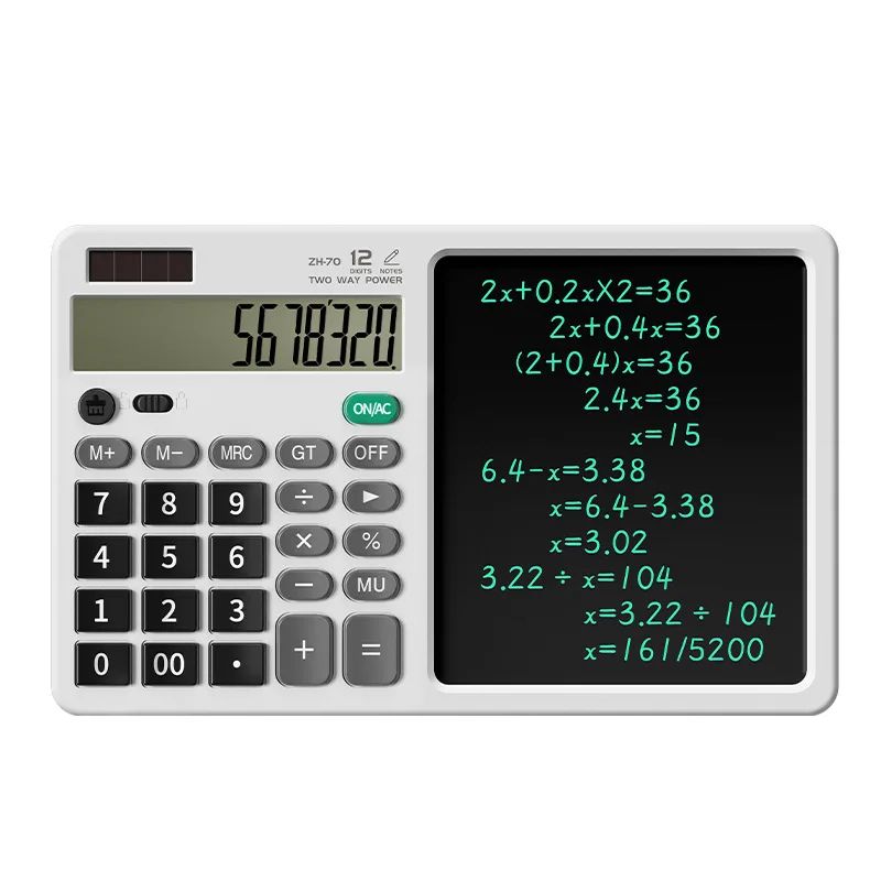 SmartFold LCD Writing Tablet Calculator With Stylus 12Digit Display 7