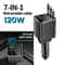 7in1 Retractable Car Fast Charger 120W Multi USB USBC Charging Hub 5