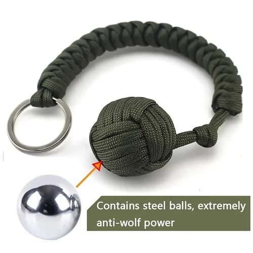 Paracord Monkey Fist Self-Defense Keychain with Steel Core for Personal Safety