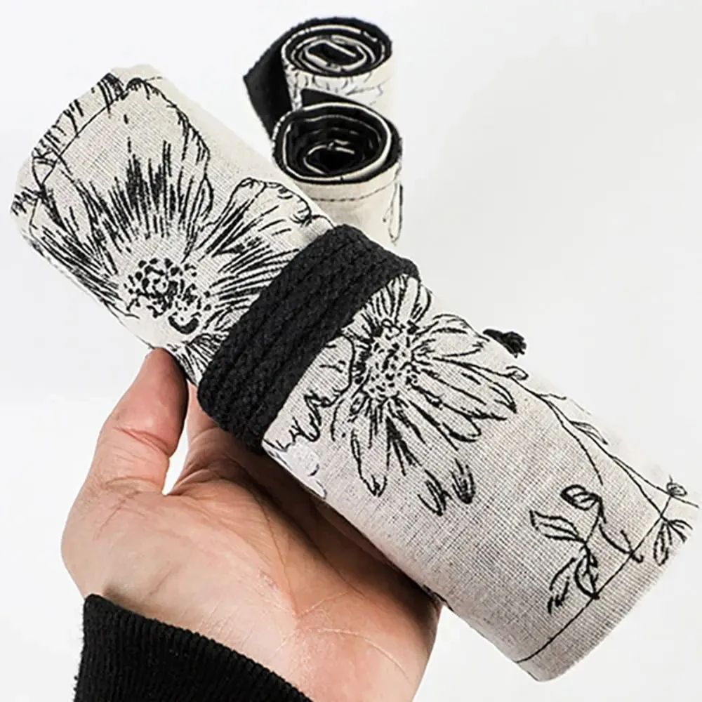 Canvas Roll Up Pencil Case Organizer Portable Pencil Wrap Organizer Artist Brush Holder 5