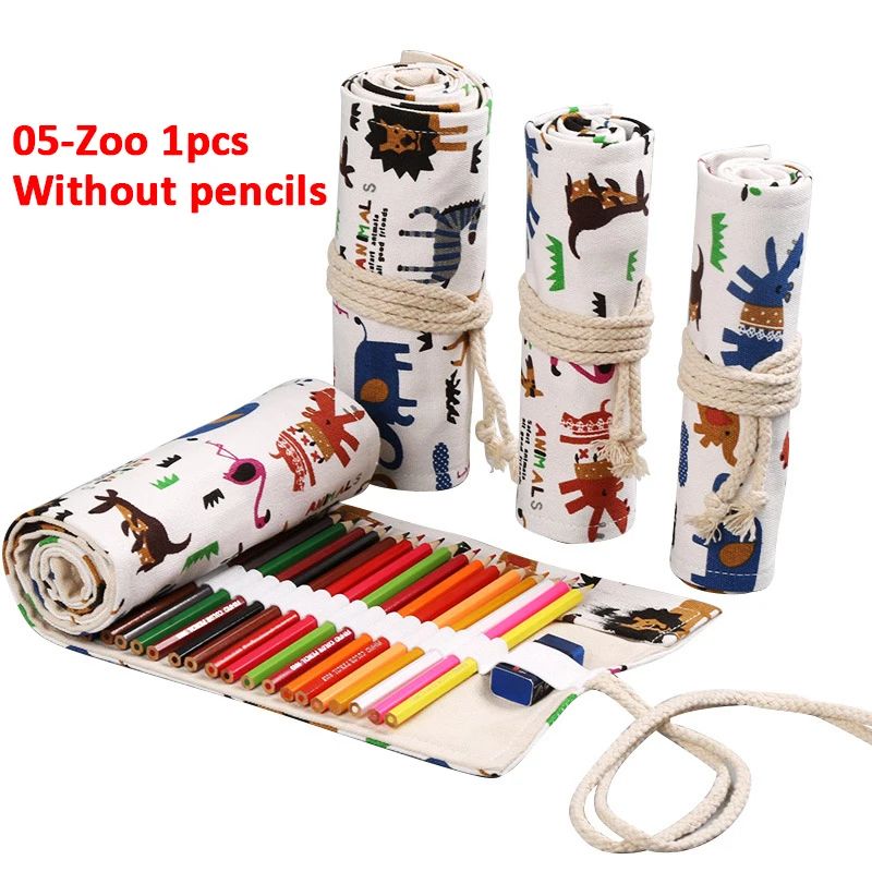 Canvas Roll Up Pencil Case Organizer Portable Pencil Wrap Organizer Artist Brush Holder 10