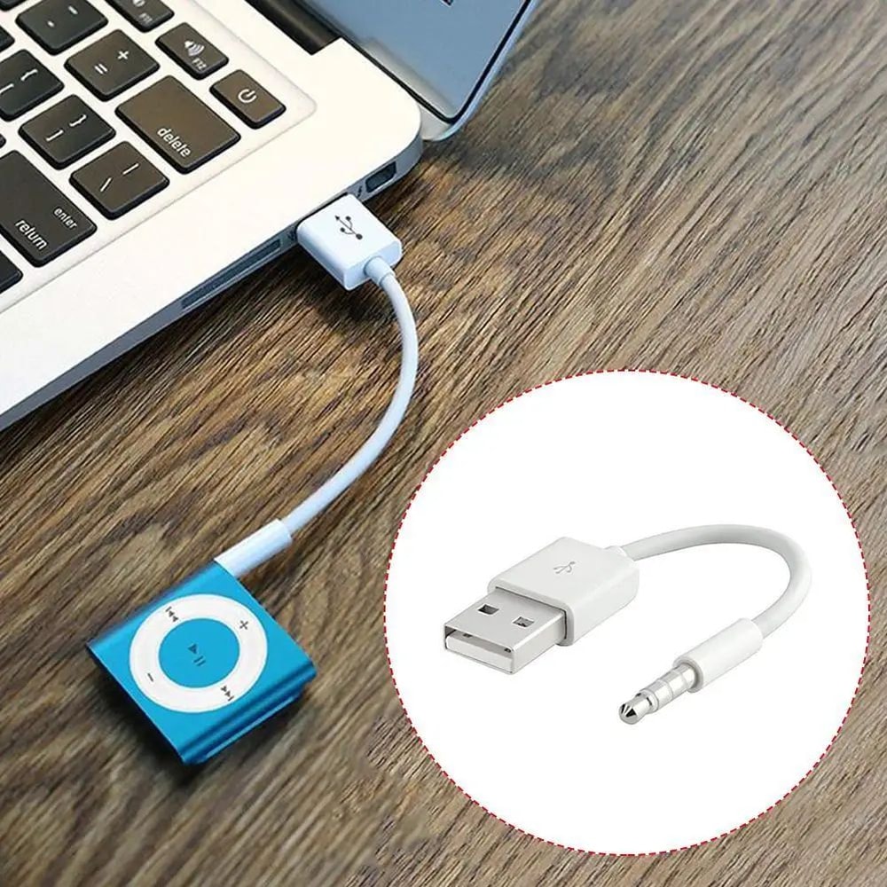IPod Shuffle Charger Cable With USB Sync Audio Transfer 35mm USB Data Cable For 3rd 4th Gen 2