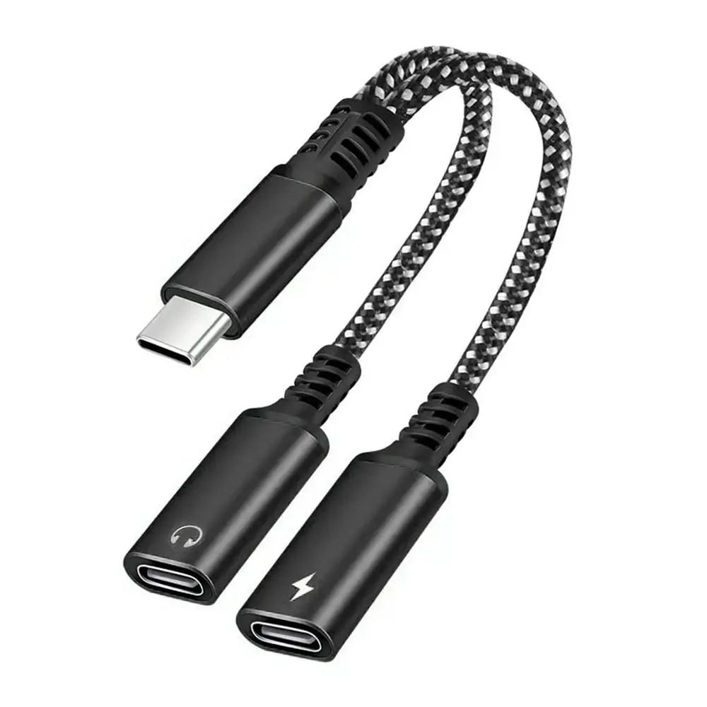 2in1 USBC Splitter For Charging And Audio Dual USBC Adapter For IPhone 15 Android 3