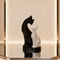 Modern Black White Cat Sculpture Decor Minimalist Desk Home Figurine Accent 1