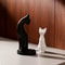 Modern Black White Cat Sculpture Decor Minimalist Desk Home Figurine Accent 2