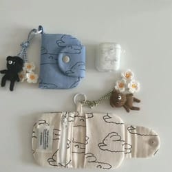 floral mini coin purse & card holder – cute korean style wallet for girls