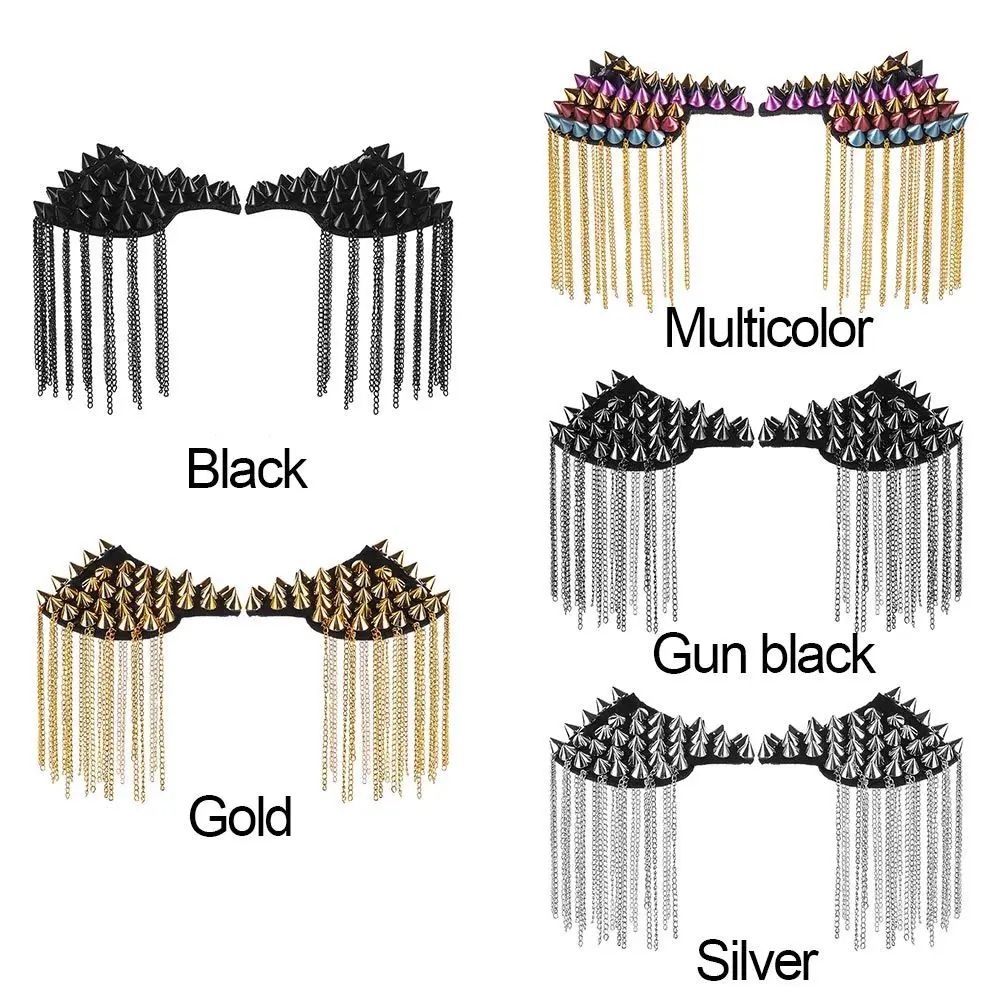 Punk Shoulder Brooch Tassel Epaulet Chain Statement Metal Shoulder Accessory 5