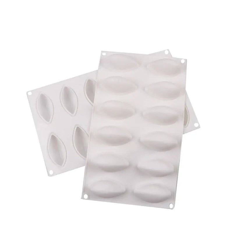 12Cavity Silicone Quenelle Mold For Mousse Cakes Chocolate Fondant 3
