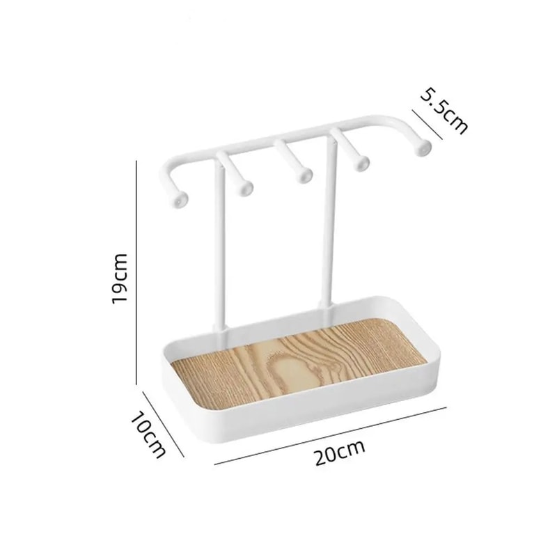 Elegant Wooden Base Jewelry Organizer Stand With Drawer Necklace Display Rack 8