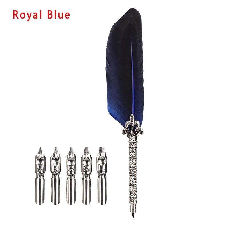 Luxury Feather Quill Pen Set With Ink Nibs Vintage Calligraphy Gift Box 6