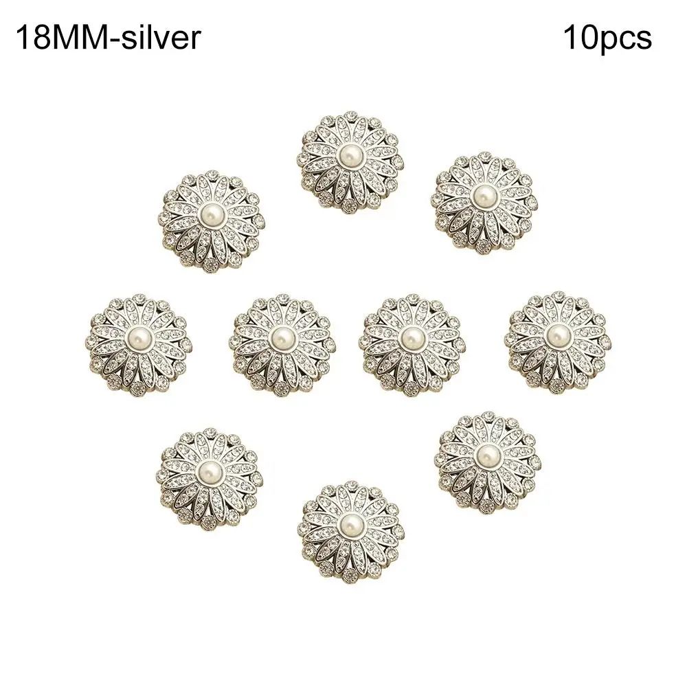 Vintage Metal Buttons Set With Pearl Rhinestone Accents For DIY Clothing Accessories 6