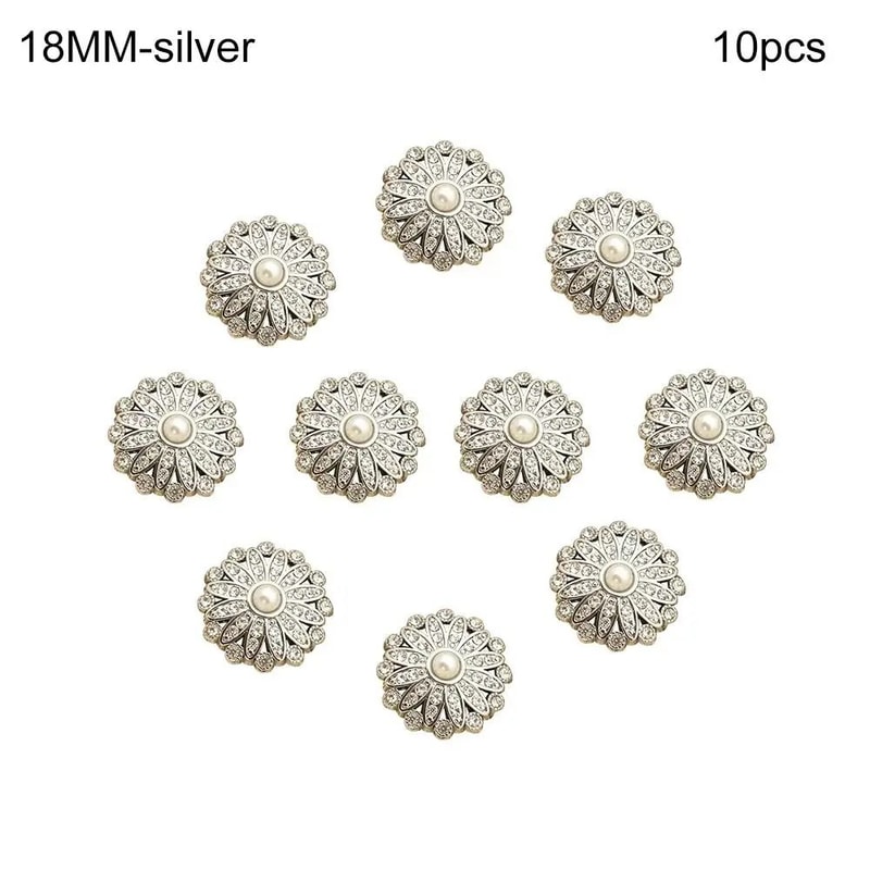 Vintage Metal Buttons Set With Pearl Rhinestone Accents For DIY Clothing Accessories 6