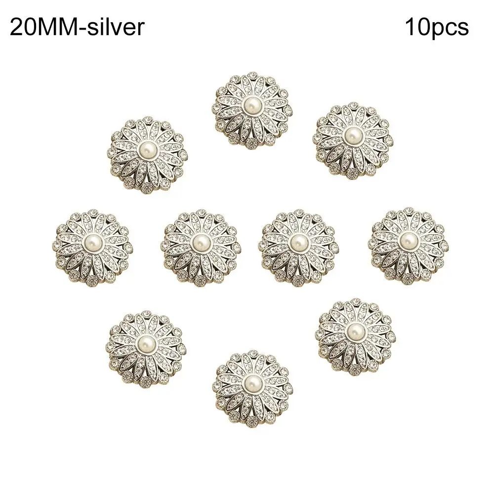 Vintage Metal Buttons Set With Pearl Rhinestone Accents For DIY Clothing Accessories 7