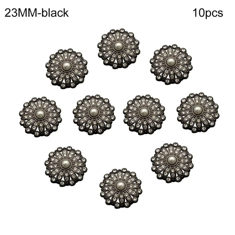 Vintage Metal Buttons Set With Pearl Rhinestone Accents For DIY Clothing Accessories 14