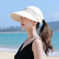breeza adjustable wide brim ponytail sun hat with uv protection